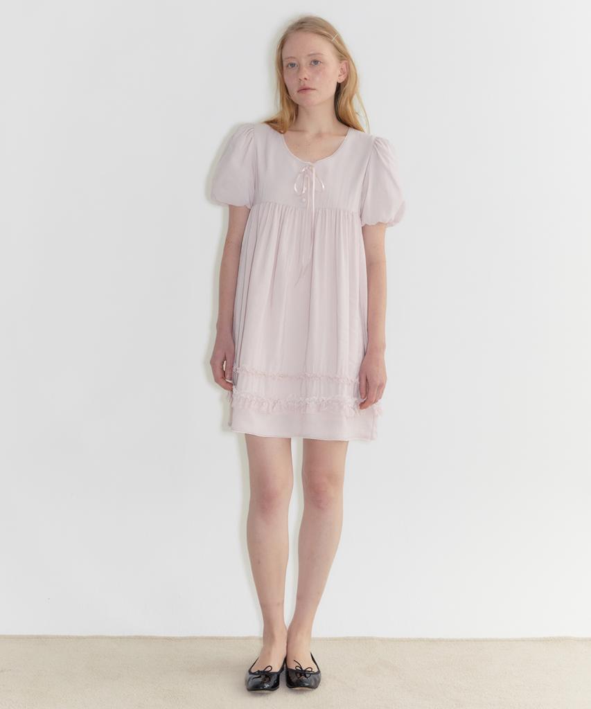 Sinun Lace Puff Dress (Pink)