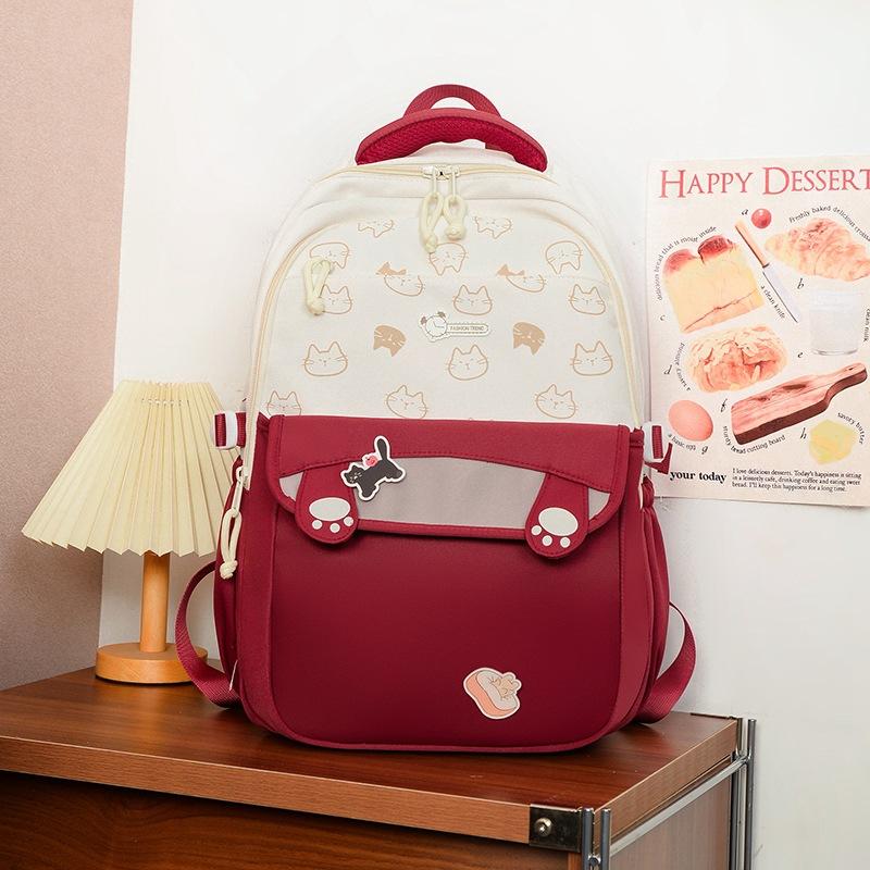 New High-value, Fresh and Sweet, Contrasting Color Splicing Backpack, Lightweight and Simple Backpack for Junior High School Students