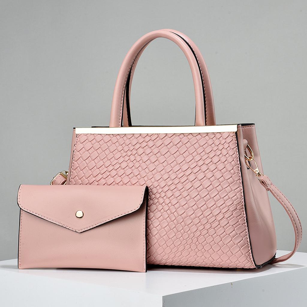 Fashion Simple Large Capacity Handbag Two Set Embossed Texture Simple Yankee Women's Bags Color Crash Shoulder Crossbody Bag