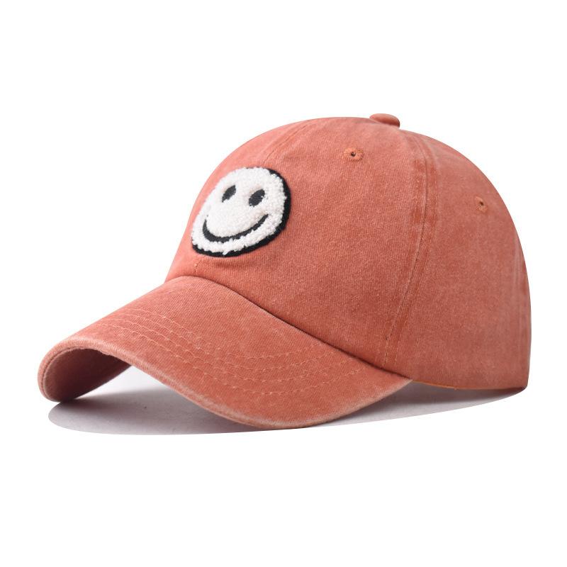 Washed and Made Old Parent-child Sticker Smiley Face Embroidered Baseball Cap Washed and Made Old Peaked Cap Classic Baseball Cap