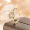 Elegant Female White Zircon Stone Snowflake Adjustable Open Ring Vintage Gold Silver Color Wedding Jewelry For Women