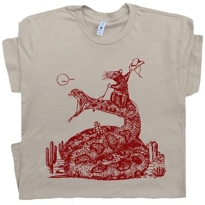 Maglietta Divertente Topo Maglietta Topo Cowboy Maglietta Roditore Cool Serpente Tema Western T-shirt