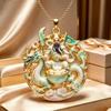 Nine Tailed Fox Enamel Pendant Necklace Unique Chinese Mythology Design 1PC Anti-rust Jewelry for Women Daily Collocation
