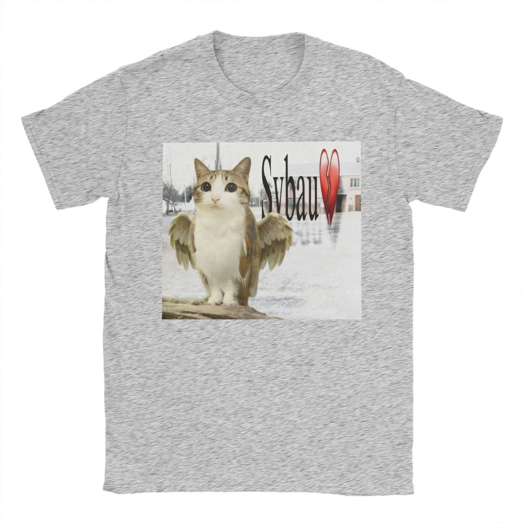 Sybau Meowl Kočičí sova Kočičí trička pro muže Vintage tričko z čisté bavlny S kulatým výstřihem Krátký rukáv Trička Dárková trička