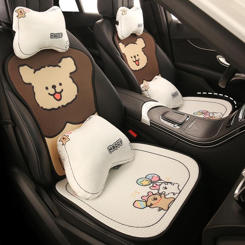 Cute Line Dog Breathable Summer Universal Car Seat Cover Cartoon Puppy Four Seasons Universal Seat Cushion