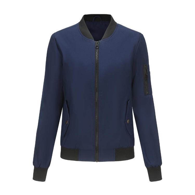 Women Bomber Jacket Spring Autumn Thin Topcoat Loose Flight Jacket Long Sleeves Baseball Collar Zipper Outer Wear