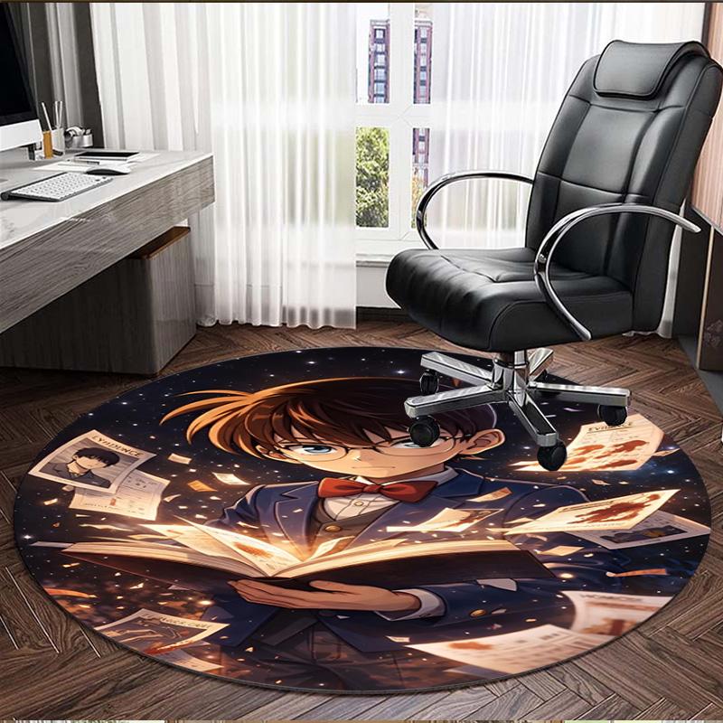 Detective Conan Print Round Rug, Washable Floor Carpet, For Entryway Dorm Laundry Room Office Study, Home Decor Birthday Christmas Gift