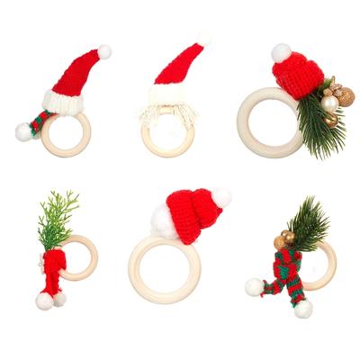 6Pcs Napkin Rings Christmas Serviette Holder Napkin Buckles Tabletop Accessories for Wedding and Parties Celebration