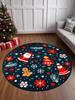 Christmas Cartoon Style Round Carpet Crystal Velvet Living Room Bedroom Bed Blanket Dirt Resistant And Easy To Take Care
