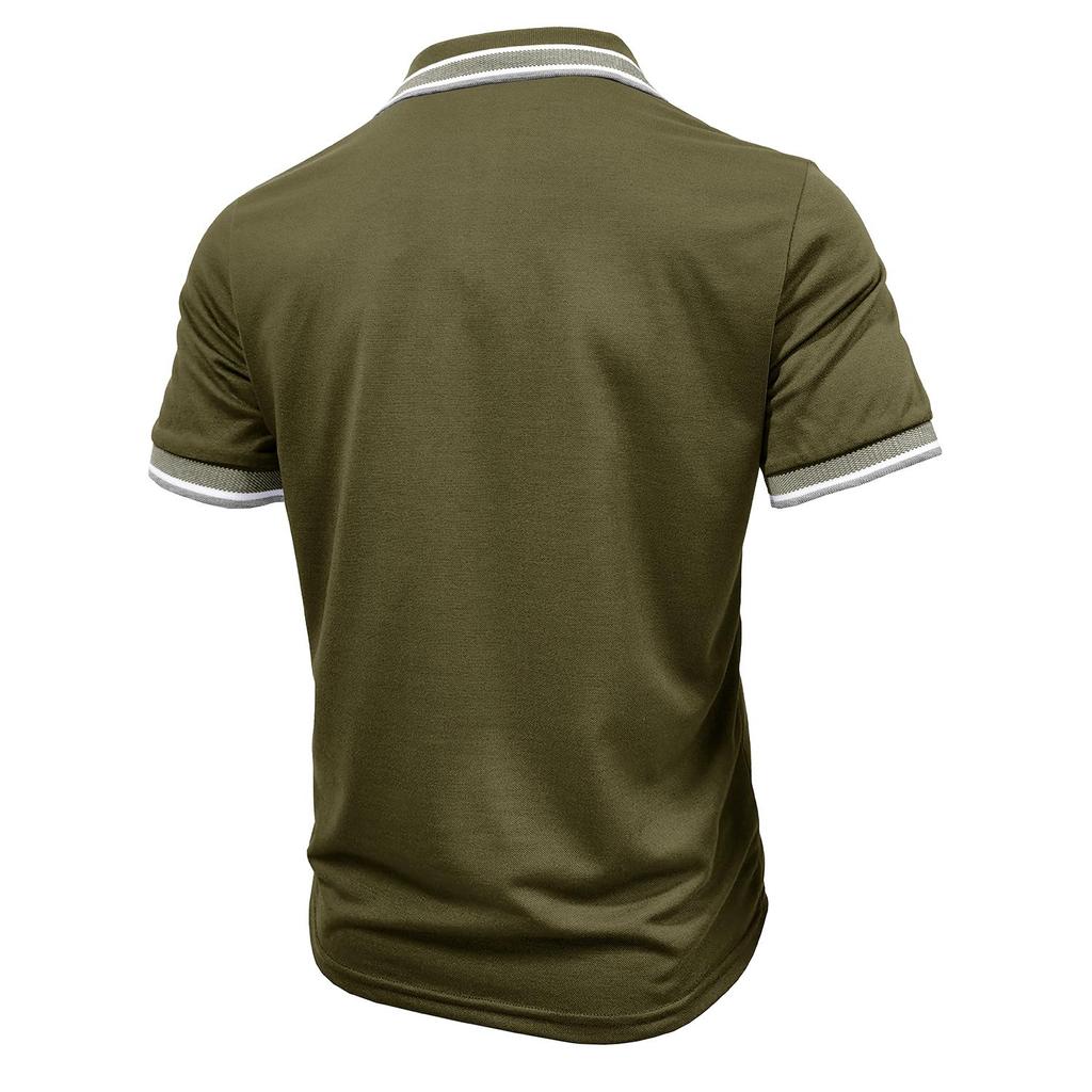 Men’s T-shirts Color Block Short Sleeves Polo Shirts Lapel Collar Tops Daily Casual Summer Menswear Tennis Golf Shirt