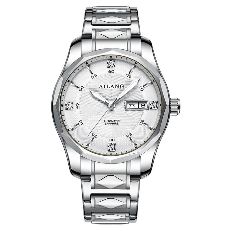 

AILANG Мужские полностью автоматические механические часы Мужские часы Модные водонепроницаемые часы с двойным календарем из камня и стали