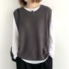 Women's Plus-Size Loose Knitted Vest Outer-Wear for Autumn and Winter Retro Versatile Crew Neck Pullover Sweater Gilet Cardigan