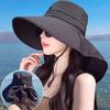 Neck Protection Sun Protection Women's Big Brim Shawl Hat Tied High Ponytail Hat Summer Sunshade Face Bucket Hat Sun Hat Tide