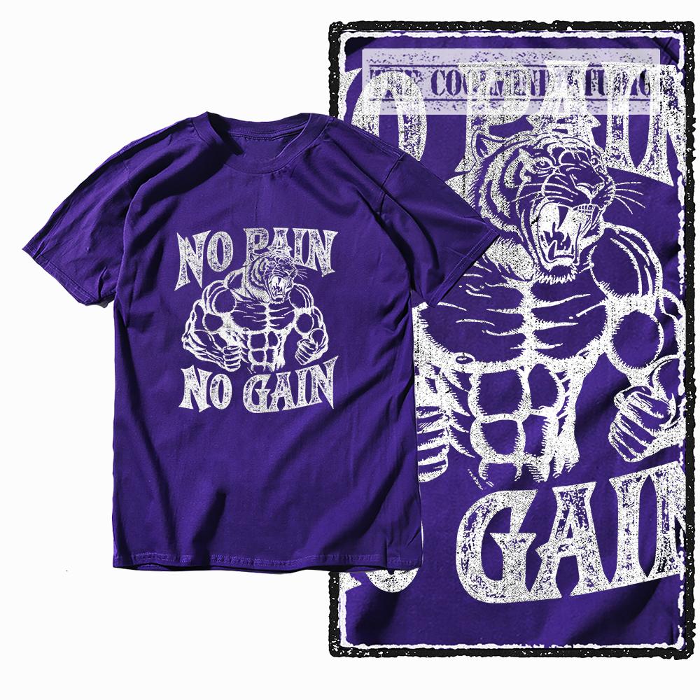 Coolmind Z1063 100% Cotton no pain no gain tiger Exclusive Graphic Men T shirt Cotton men tshirt for men tee shirt