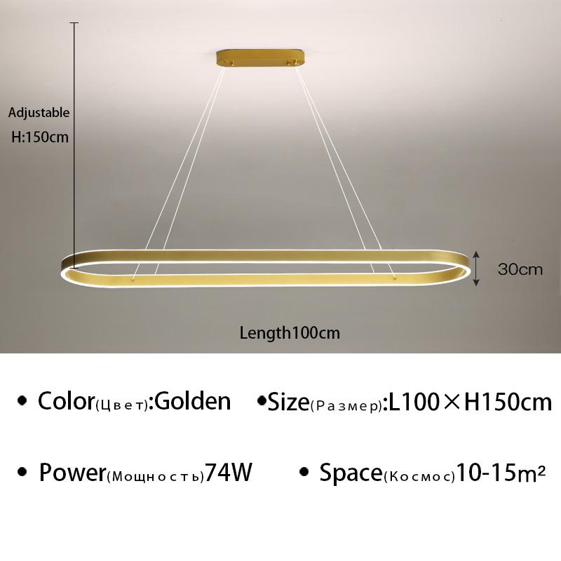 Modern Ring LED Pendant Lamps Dimmable For Kitchen Office Restaurant Dining Living Room Minimalist Chandelier Lighting Fixture