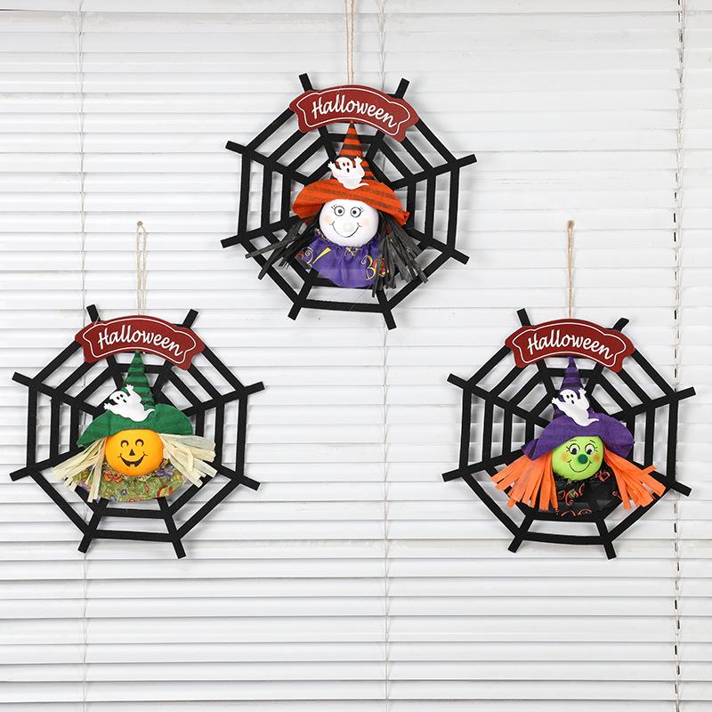 

3 шт. Подвеска на дверь в виде паутины и тыквы, креативное нетканое подвесное украшение для Хэллоуина, фестивалей привидений, баров, KTV