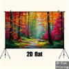 2D Plane 1 Piece of a Magical Autumn Forest Scene with Bright Colors and a Path Illuminated by Light