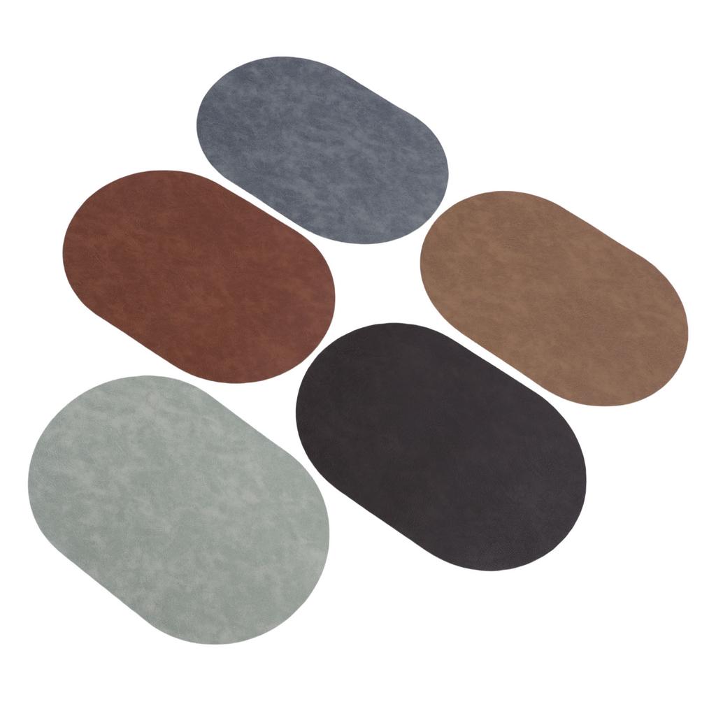 5 STUKS Ovale Lederen Placemats Antislip Hittebestendige Tafelonderzetters voor Keuken Restaurant Hotel 45x30cm