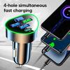 Car Phone Charger USB Type C Super Fast Charge in Car with LED Voltage Monitor for iPhone Samsung Huawei Oneplus Vivo Oppo