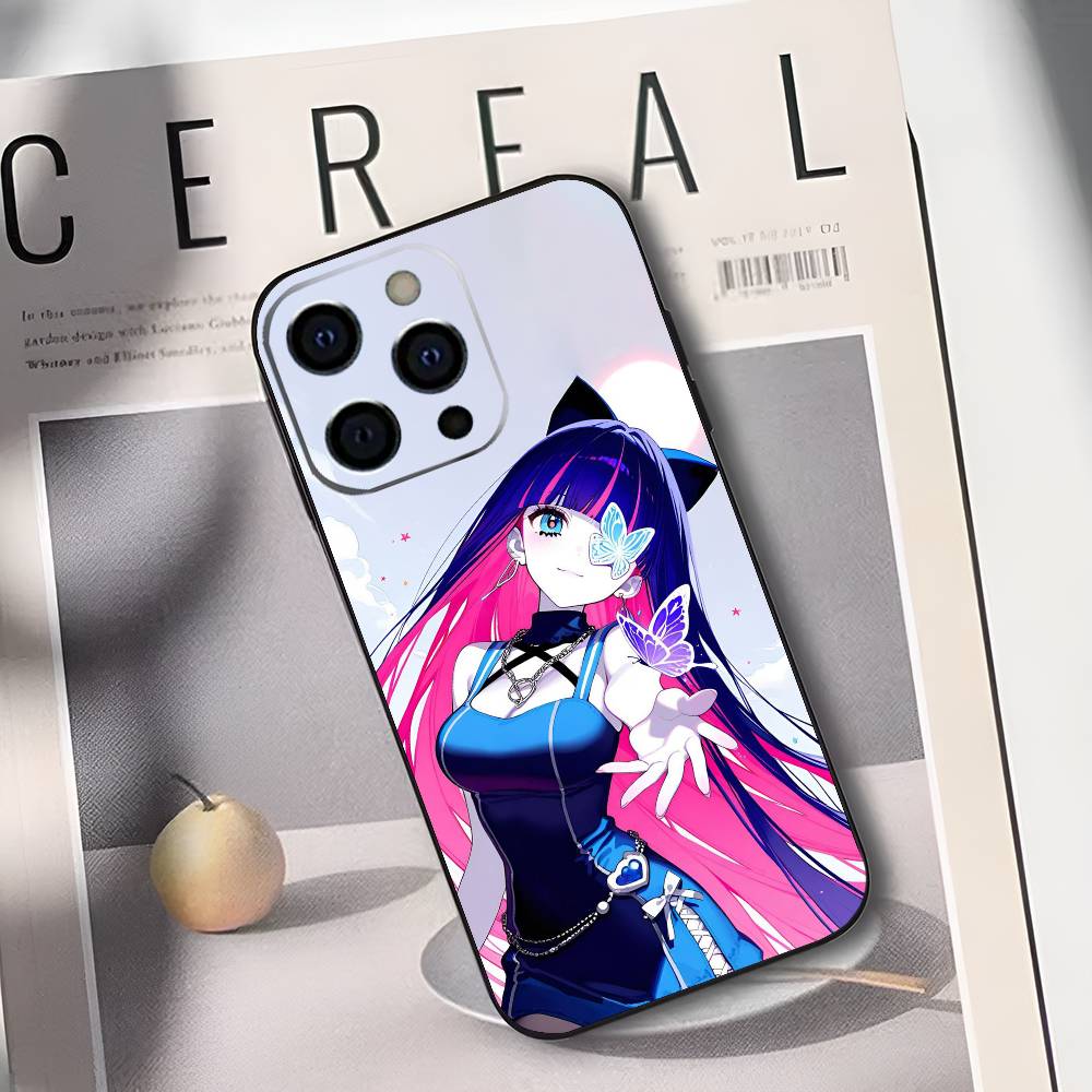 Panty And Stocking with Garterbelt Girl Phone Case For iPhone 17,16,15,14,13,12,11 Plus,Pro Max,XS,Soft Black Cover