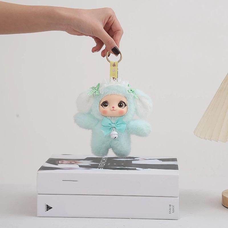 Söt plyschdocka nyckelring Kawaii vinylansikte plyschväskhänge mjuk stoppad ryggsäckshänge samlarobjekt present för flickor kvinnor