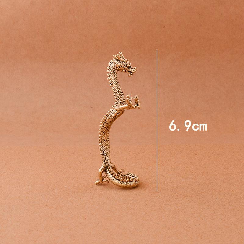 Collectible Brass Dragon Figurine Traditional Craft Tea Pet Ornament for Living Room Bookshelf Display Tabletop Decor