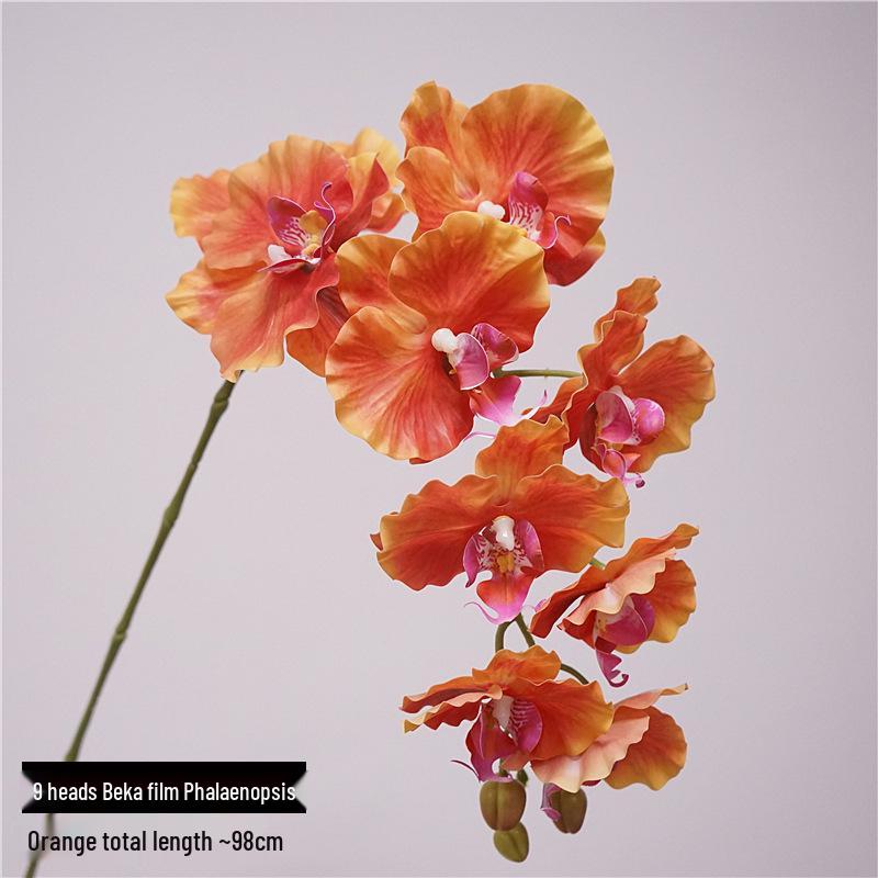 High-Quality Phalaenopsis Simulation with 9 Heads - Little Red Book Style Flower Decoration for Photography