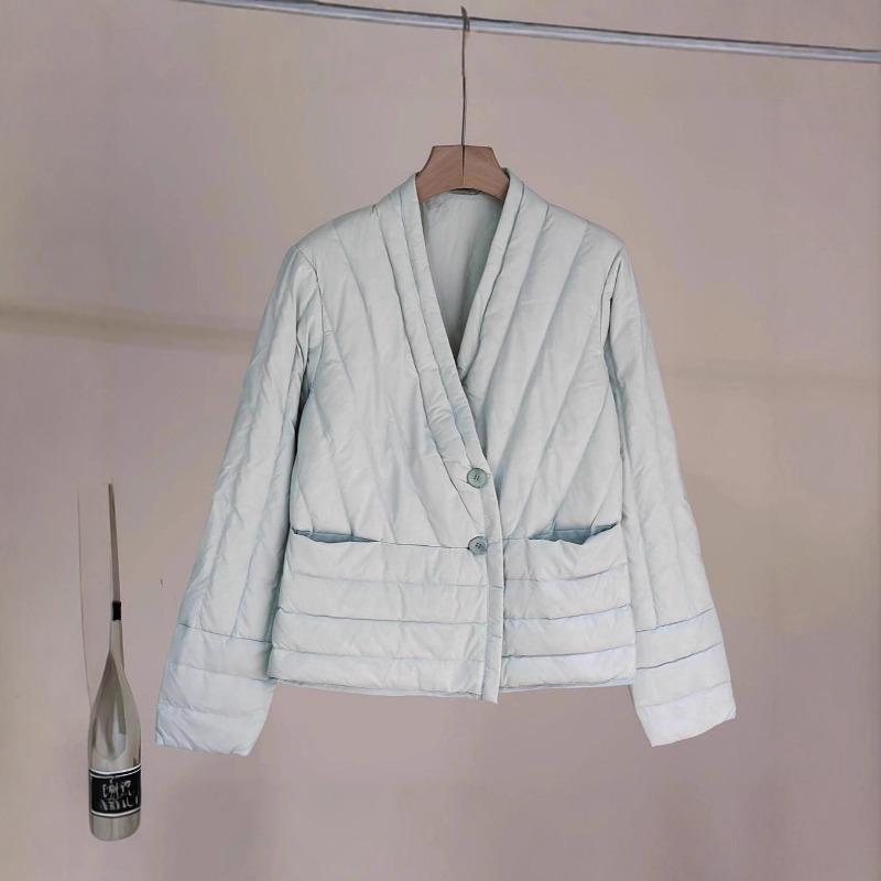 White duck down jacket women's short light and thin liner warm collar casual jacket