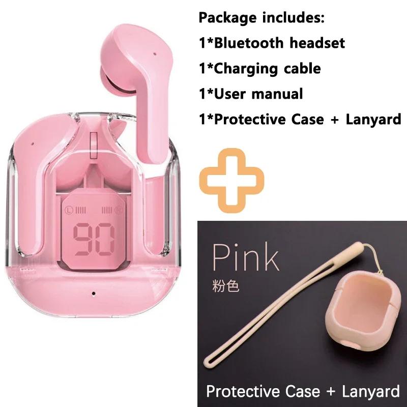 

(Купите наушники и получите: Защитный чехол + шнурок)T2 Gaming Earbuds TWS Bluetooth 5.3 HIFI Bass Wireless Headphones Sports Headset розовый