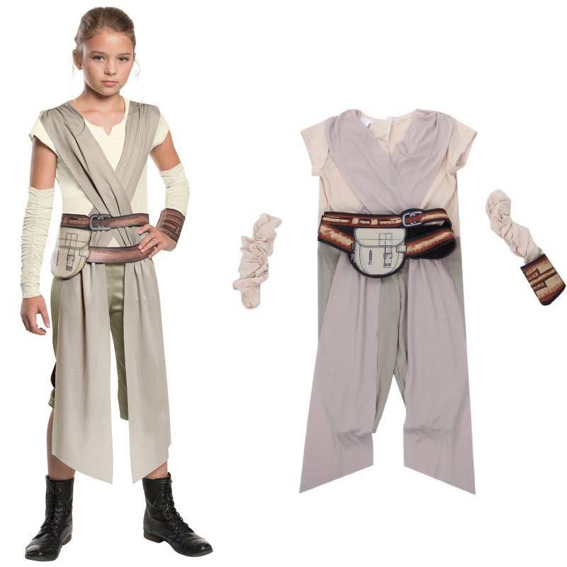 Force The Awakens Rey Cosplay Set With Belt Halloween Kids Costume