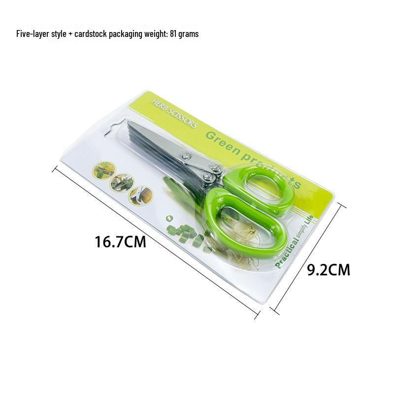 Stainless Steel Multifunctional Scallion and Vegetable Scissors - Five-Layer Kitchen Shears for Chopping and Baby Food Prep