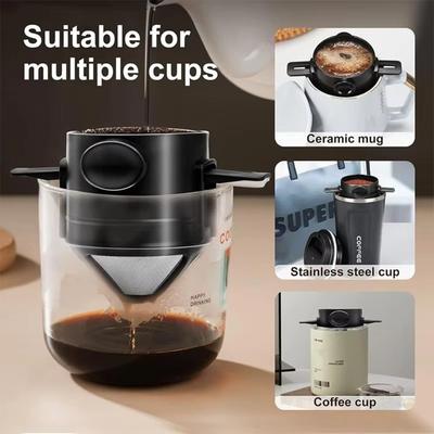 Stainless Steel Folding Coffee Filter Portable Coffee Funnel Hand Brewed Coffee Drip Filter  Indoor