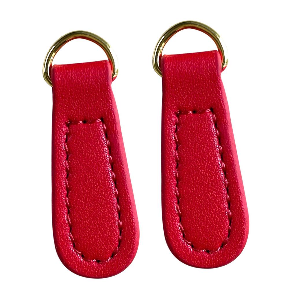 2 Pieces Zipper Pulls PU Leather Replacement Zipper Parts Zip Puller Tag for Luggage Handbags Suitcase Jacket Accessories