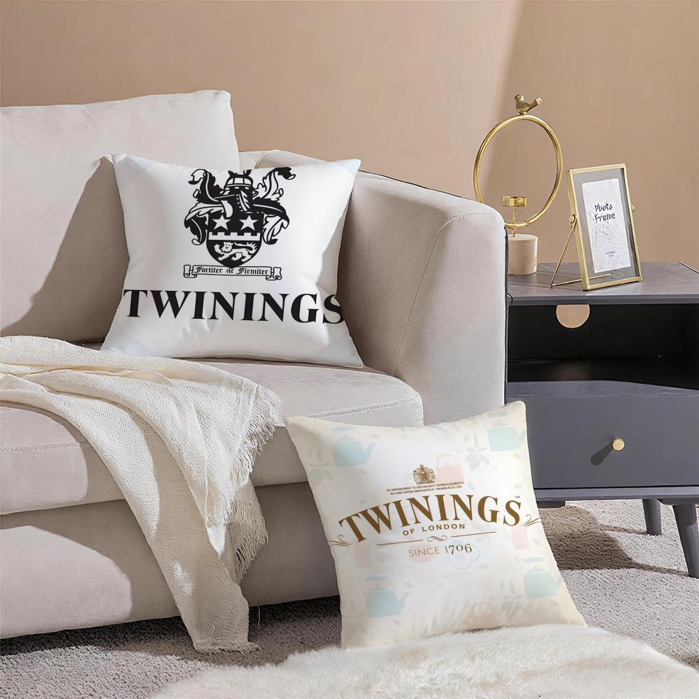Elegant Red Brand T-Twinings Cushion Cover Pillowcase Short Plush Invisible Zipper Room Sofa Cushion Cover