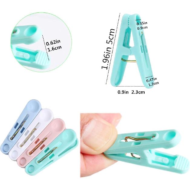 56 Pcs Colorful Clothesp, 4 Colors Spring Clips (2 Inch) Small Clothes Pin with Black Storage Bag - for Laundry, Drying Clothes, Home Use