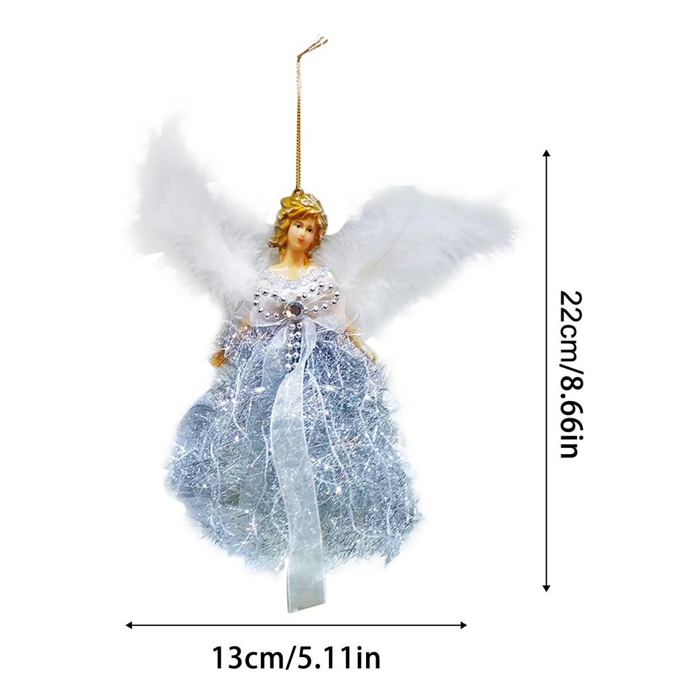 Christmas Tree Angel Topper With Wings Handmade Angel Doll Christmas Gifts For Indoor Christmas Tree Ornaments Festival Supplies