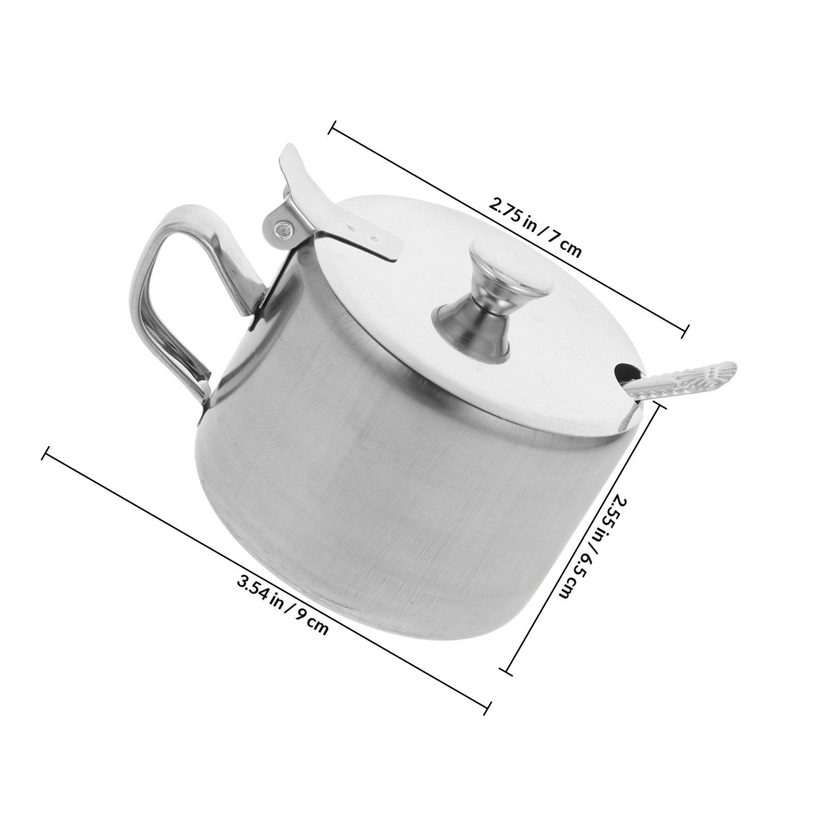 

Stainless Steel Seasoning Pot Lid Spoon Kitchen Sugar Salt Pepper Condiment Container Home Restaurant Use Spice Jar