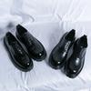 Foreign Trade 2025 Spring and Autumn New Square Head Black Men's Large Size Retro Glossy Thick Sole Heightening with Wedding Groom Leather Shoes