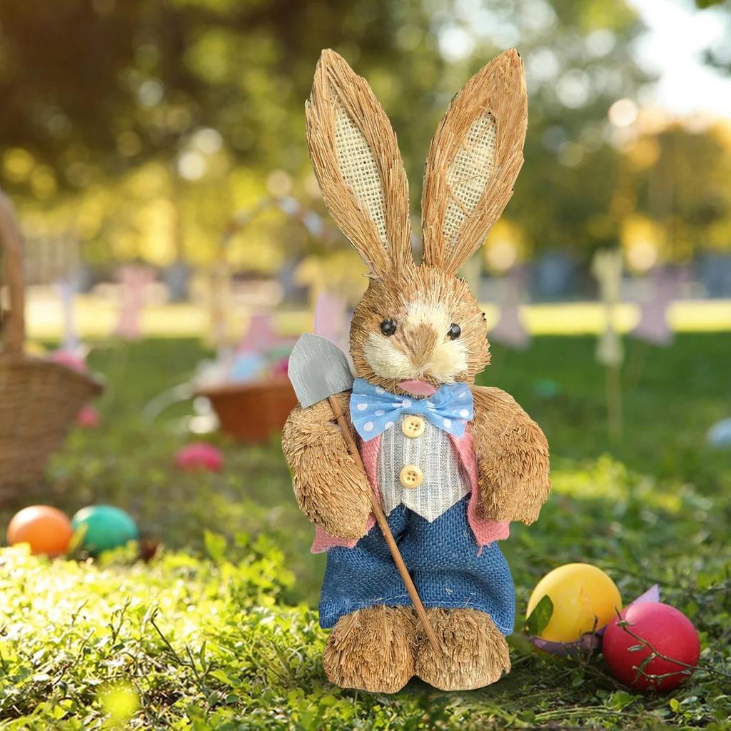 Osterhase Kaninchen Stroh Figuren Dekoration 35cm Ostern Stroh Ostern Kaninchen Hase Figurine Home Garten Hochzeit Ornament