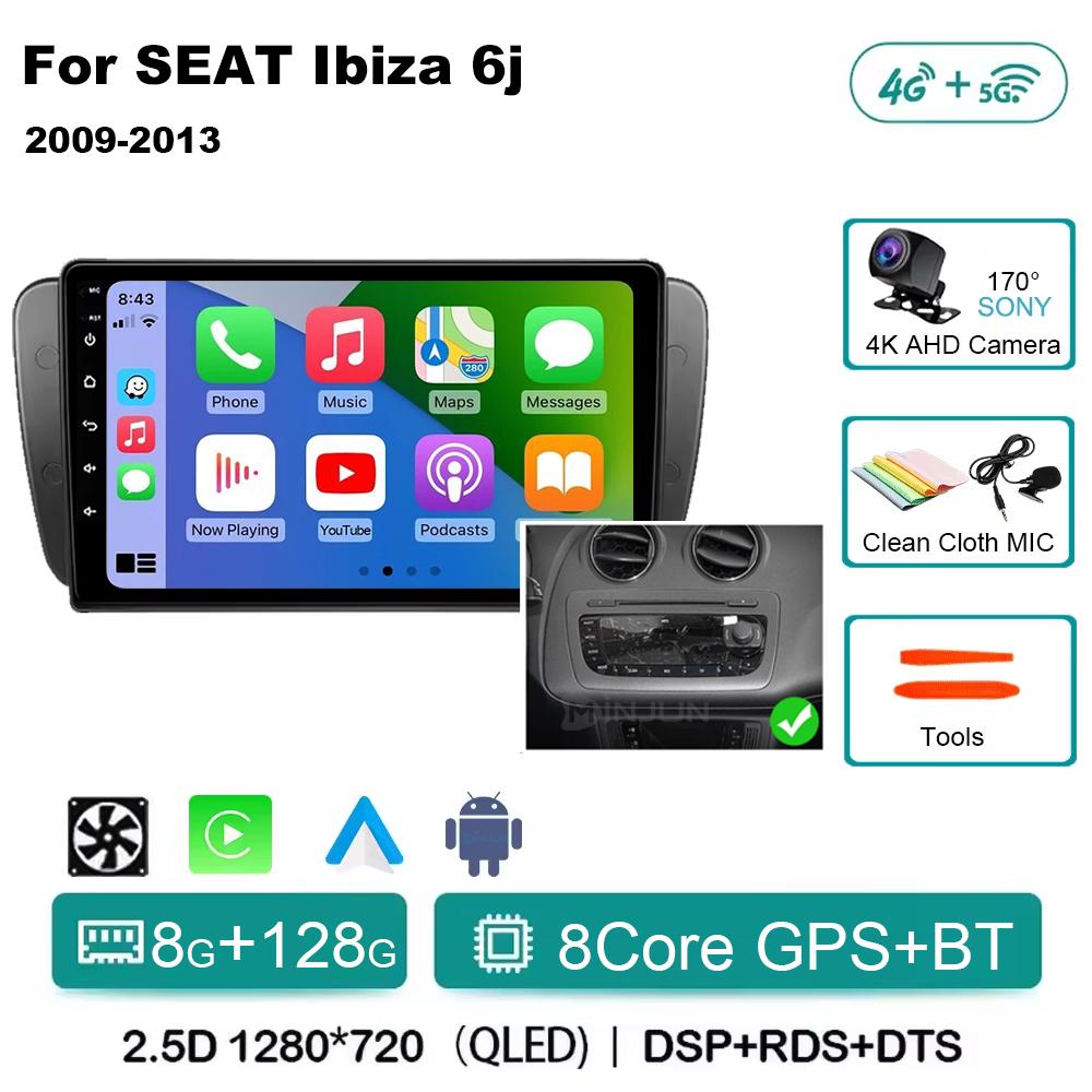 9 Inch Android 14 Qualcom Car Multimedia Player For SEAT Ibiza 6j 2009 2010 2011 2012 2013 Wireless Carplay Android Auto 4G