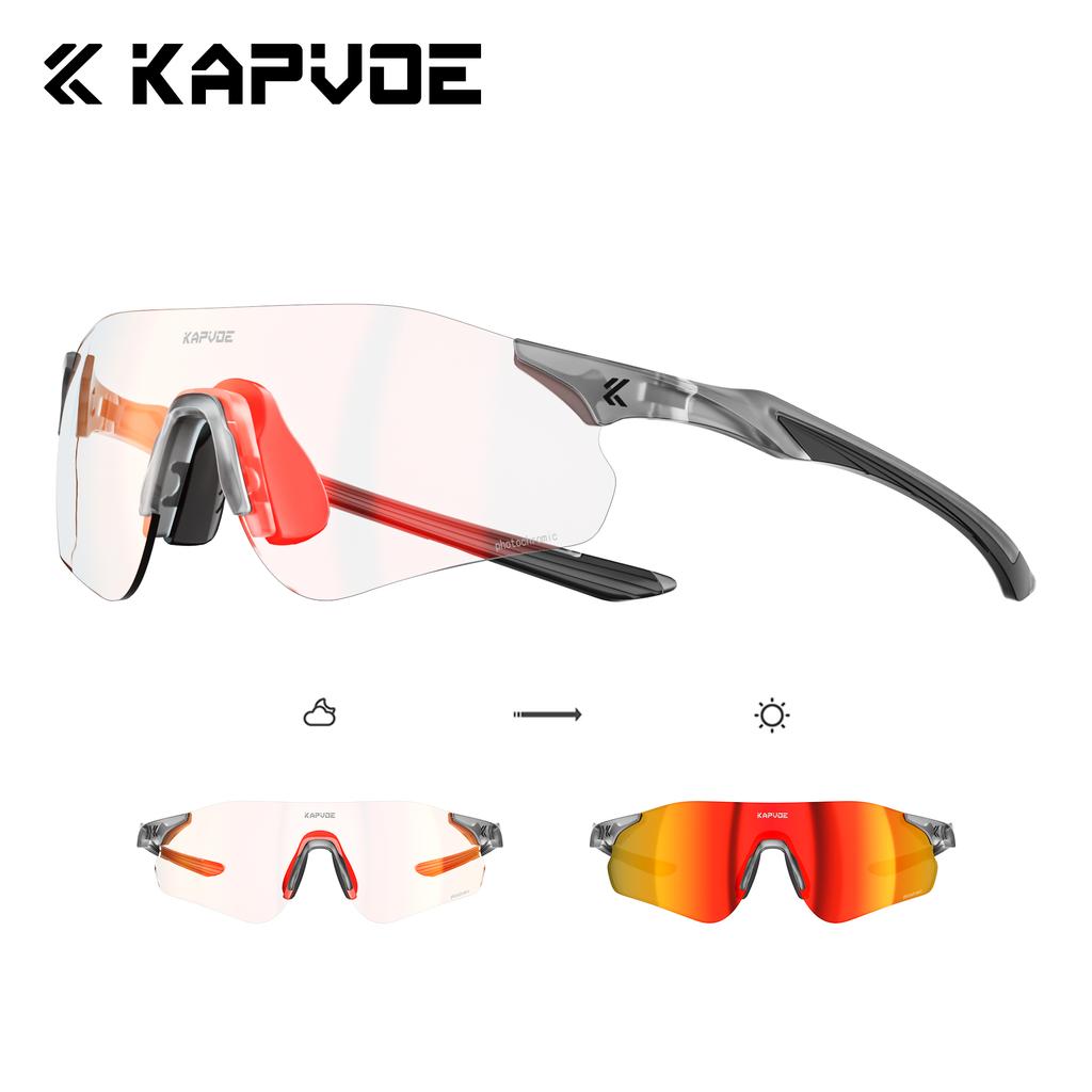 Kapvoe Photochromic Running Sunglasses Women Men Cycling Glasses Bike Glasses UV400 Bike Eyewear MTB Sports Bicycle Goggles 2026