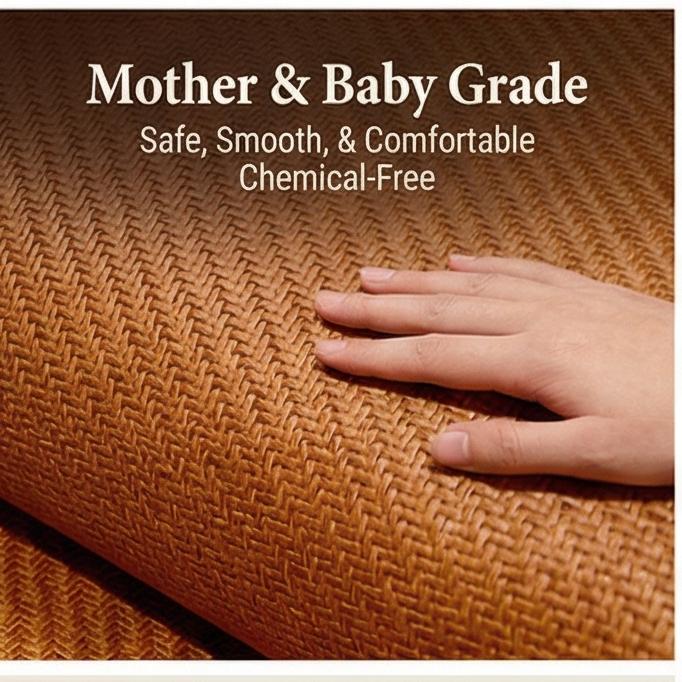 Natural Rattan Ice Silk Cooling Mat, Baby-Safe Double-Sided All-Season Bed Sheet, 2025 New, Multiple Sizes for Home & Nursery