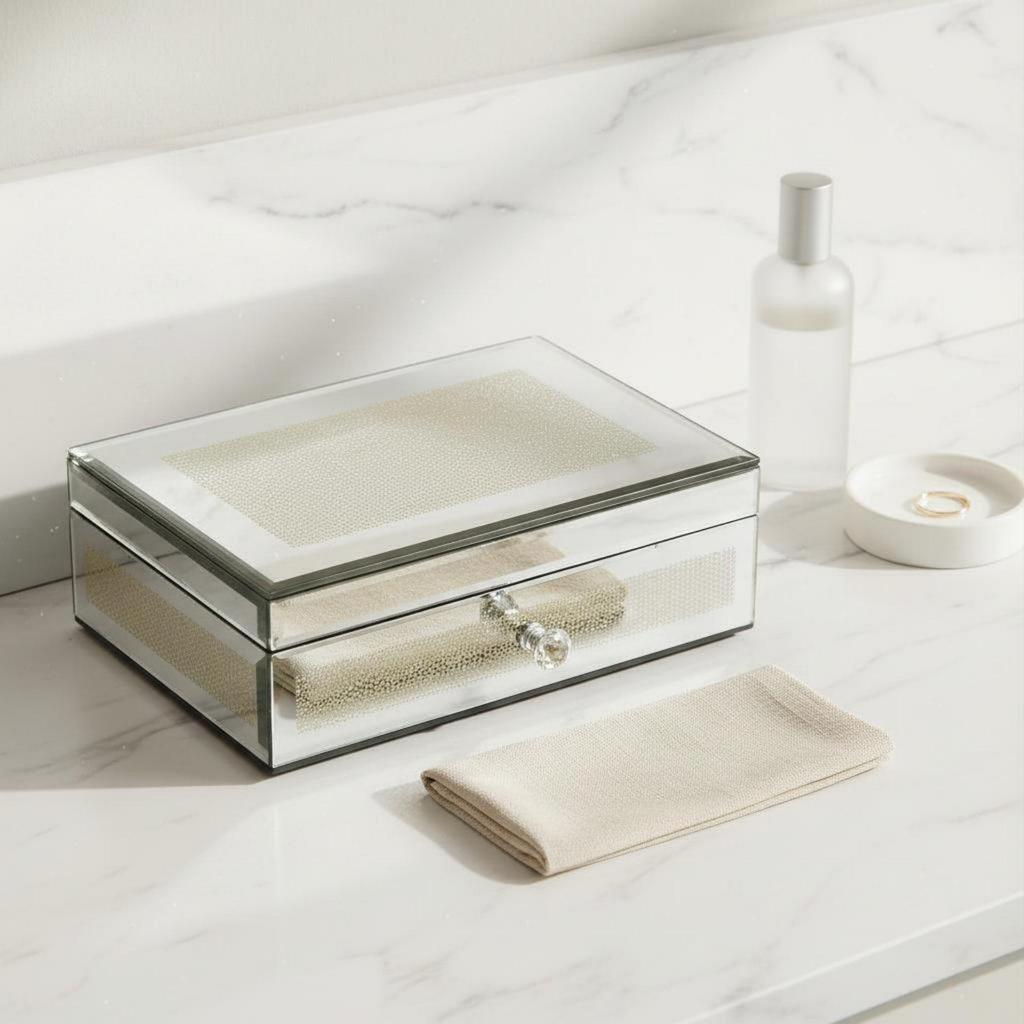 Glass Jewelry Box Luxury Multi-Layer Organizer Dustproof