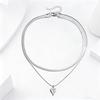 Elegant Double-Layer Heart Pendant Necklace: European & American Design, Fashionable Clavicle and Snake Chain for Women