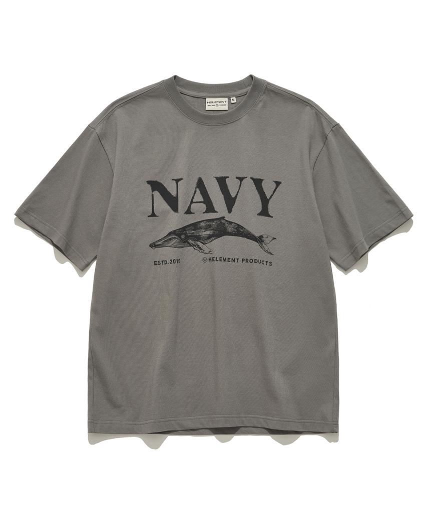 HELEMENT Navy Whale Graphic Short Sleeve T-Shirt (Khaki)