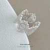 Cui Yan S925 Sterling Silver Korean Lace Floral Open-End Ring for Women - Retro Light Luxury Fashion