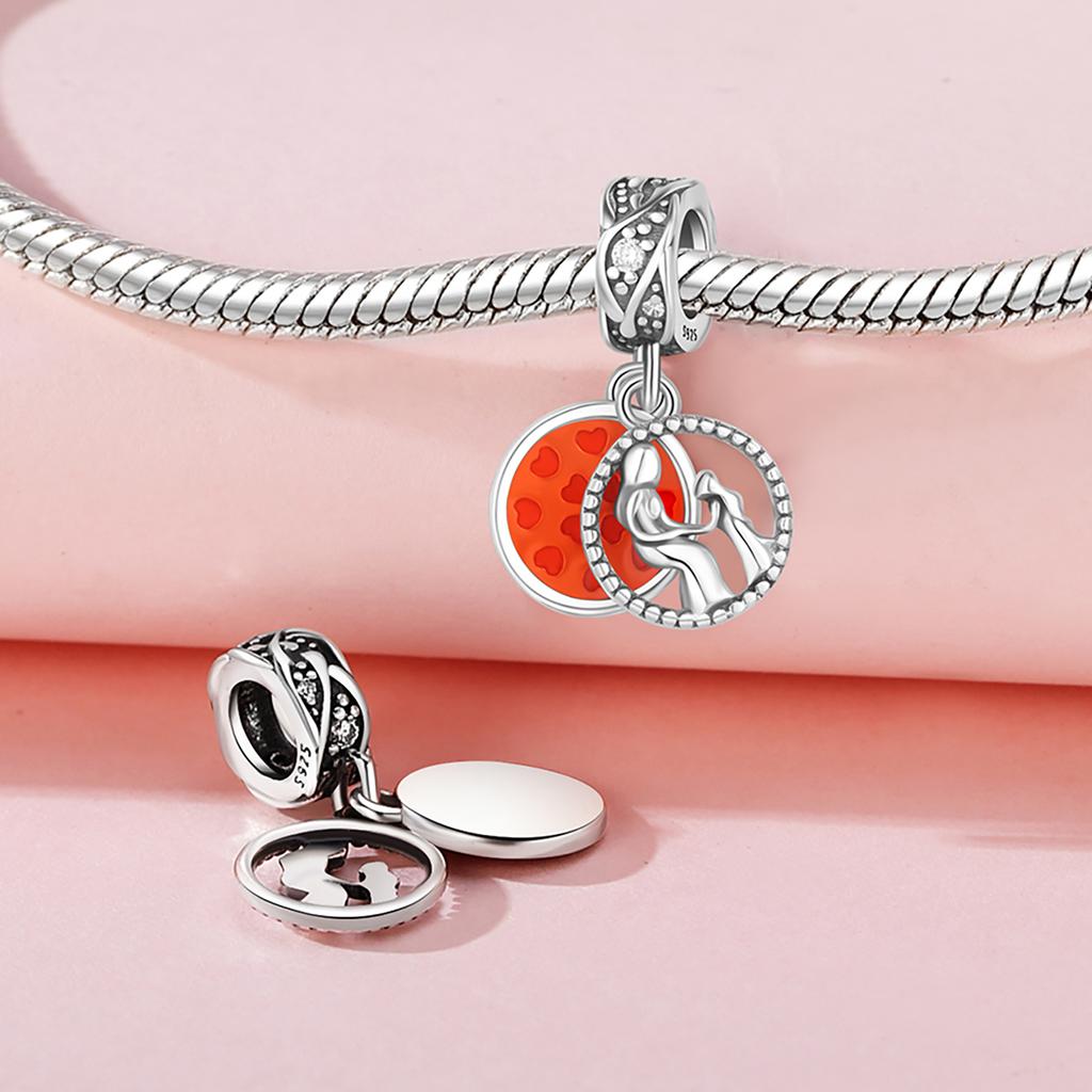 Copper Charms Original Mother-Daughter Transparent Glue Pendant Beads Fit Bracelet Jewelry Diy Women Fine Gift