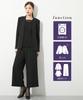 Nissen Black Formal Collarless Jacket and Wide Pants Suit Pleated Blouse Wide Available In Plus Size 4L Women's Mourning/Formal Wear, Washable,