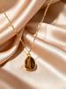 Collier Pierre Naturelle Œil de Tigre pour Femmes Acier Inoxydable Plaqué Or Collier avec Pendentif Pierre Géométrique Bijoux Esthétiques Cadeau