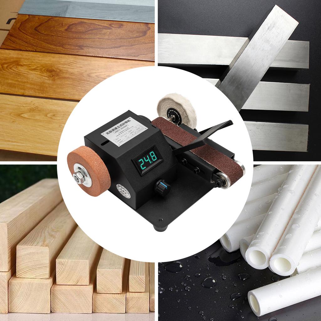 350W Electric Mini Belt Sander, Infinitely Adjustable Speed Benchtop Polishing Sander with 10PCS Abrasive Belt & Digital Display